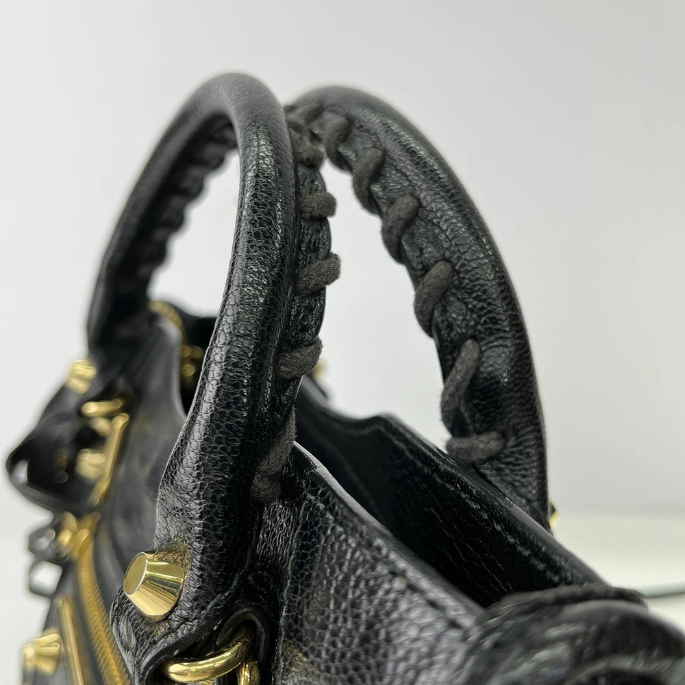 BALENCIAGA Metal City Shoulder Bag Leather Black - Picture 3 of 6